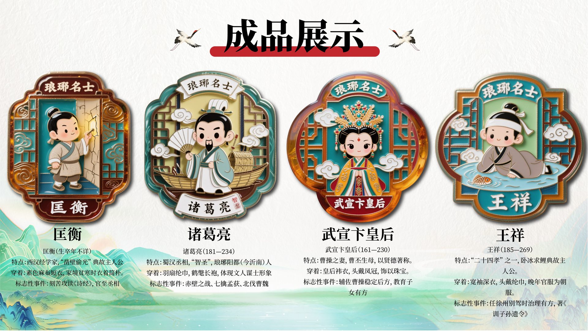 琅琊名士 成品展示:王览、王戎、王羲之、王献之